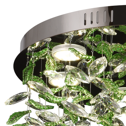 Lampadario LED in cristallo LLC211/400GN Rotondo, 22W, Luce Fredda/Calda/Neutra, Cristalli Verdi, Lampadari in Cristallo Cromato Lucido Titolo predefinito Alessandro Design