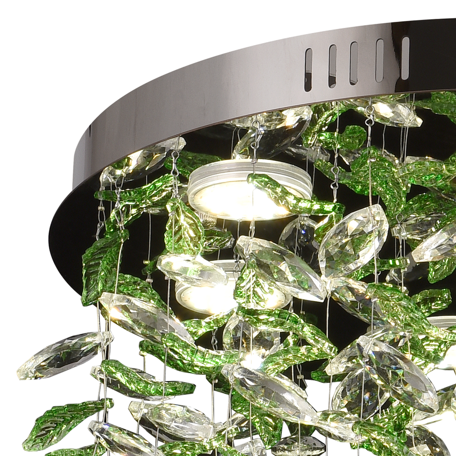 Lampadario LED in cristallo LLC211/400GN Rotondo, 22W, Luce Fredda/Calda/Neutra, Cristalli Verdi, Lampadari in Cristallo Cromato Lucido Titolo predefinito Alessandro Design