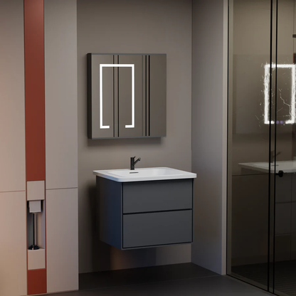 Set mobili da bagno SANTORINI, 60x50 cm, 2 pezzi, mobili da bagno grigio e bianco Titolo predefinito Alessandro Design