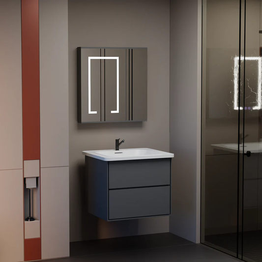 Set mobili da bagno SANTORINI, 60x50 cm, 2 pezzi, mobili da bagno grigio e bianco Titolo predefinito Alessandro Design