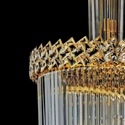 Lampadario in Cristallo CC800/700X2100GD, 33xE14, Diametro 70cm, Altezza 210cm, Oro Lucido, Altezza Regolabile, Design Elegante Lampadari in Cristallo Titolo predefinito Alessandro Design