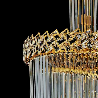 Lampadario in Cristallo CC800/700X2100GD, 33xE14, Diametro 70cm, Altezza 210cm, Oro Lucido, Altezza Regolabile, Design Elegante Lampadari in Cristallo Titolo predefinito Alessandro Design