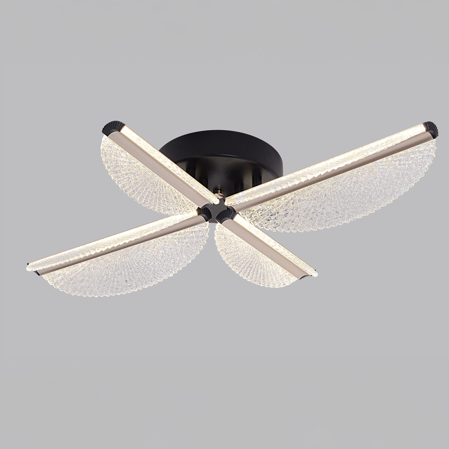 Lampadario LED con Telecomando TULLIO 43W, 4 Petali, luce Fredda/Calda/Neutra, Dimmerabile, Nero Lampadari LED con Telecomando Titolo Predefinito Alessandro Design