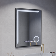 Specchio LED Francesca Sensore MotionGlow 60x80 cm Luce Calda/Fredda/Neutra Dimmerabile Cornice Nera Sistema Disappannante Spazzolato Termometro Orologio Collezione Marcello Funghi Marcello Specchi Titolo predefinito Alessandro Design
