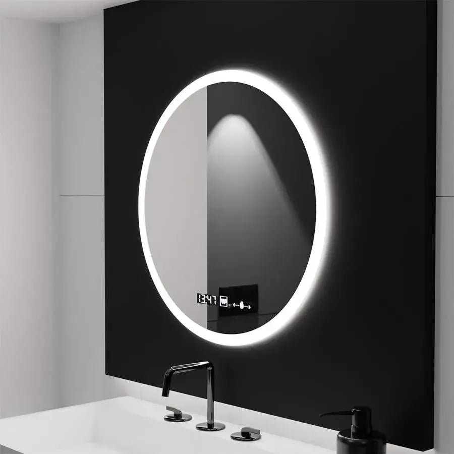Specchio rotondo a LED 50 cm Giulia Sensore MotionGlow Marcello Sistema antiappannante Orologio e termometro Dimabila Specchi Marcello Titolo predefinito Alessandro Design