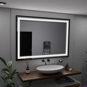 Specchio rettangolare a LED, 100x65 cm, Verite Majeste Noir Motion Glow Marcello, sistema antiappannamento, orologio e termometro, specchi dimmerabili Marcello Titolo predefinito Alessandro Design