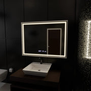 Specchio rettangolare a LED, 120x80 cm, Verite Imperial Silver Motion Glow Marcello, sistema antiappannamento, orologio e termometro, specchi dimmerabili Marcello Titolo predefinito Alessandro Design