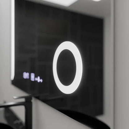 Specchio rettangolare a LED, 100x80 cm, Precision MotionGlow Marcello, sistema antiappannamento, orologio e termometro, lente d'ingrandimento cosmetica, specchi dimmerabili Marcello Titolo predefinito Alessandro Design