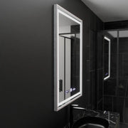 Specchio rettangolare a LED, 60x80 cm, Verite Imperial Silver Motion Glow Marcello, sistema antiappannamento, orologio e termometro, specchi dimmerabili Marcello Titolo predefinito Alessandro Design