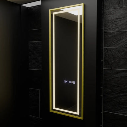 Specchio rettangolare a LED, 45x140 cm, sensore radar Elena Marcello, sistema antiappannamento, orologio e termometro, Dimabila, Dressing Couture Dressing Mirrors Titolo predefinito Alessandro Design