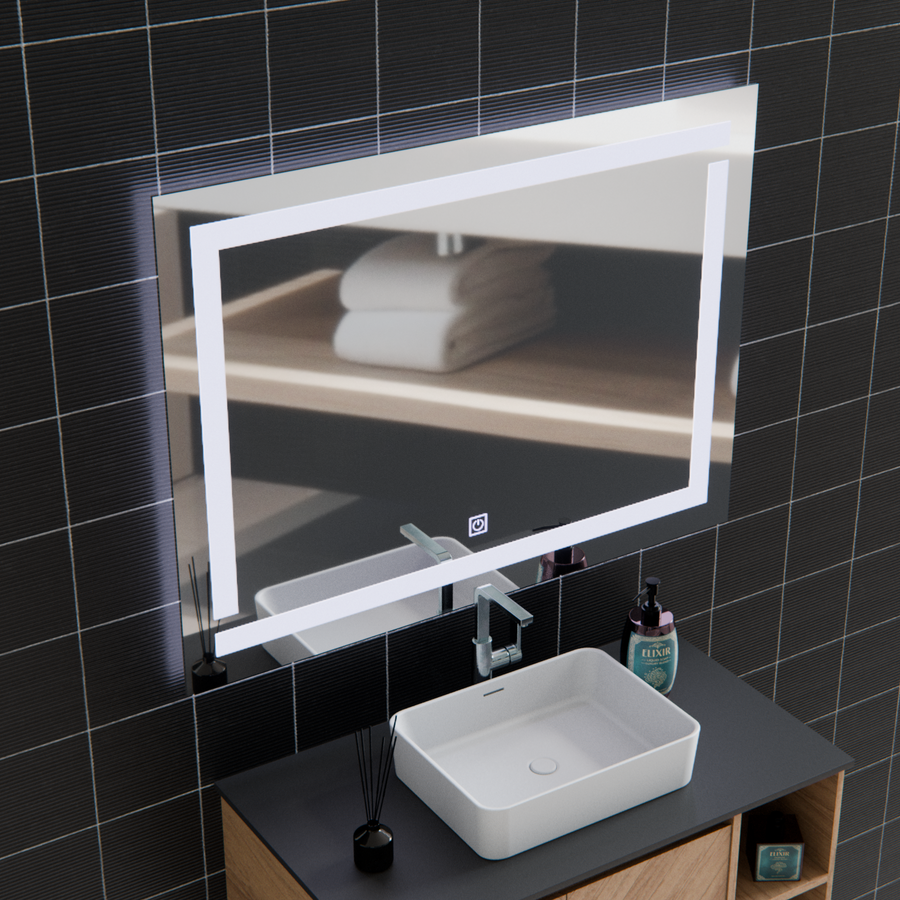 Giga LED Mirror, 80x60cm, Argento, Touch, Luce 6000K Korman Mirrors E Titolo predefinito Alessandro Design
