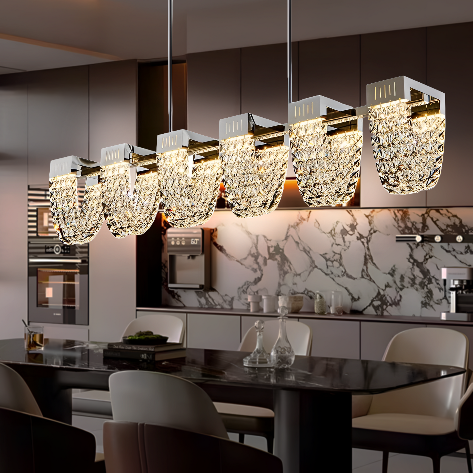 Lampadario LED a Sospensione, STRATUS Supremo, Cristallo e Metallo, 15W, Luce Fredda/Calda/Neutra 3000K/4000K/6000K, Illuminazione Lussuosa Cristal Candelabra Titolo predefinito Alessandro Design