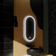 Specchio ovale a LED, 45x65 cm, Velara Touch, sistema Demister, specchi dimmerabili Korman E Titolo predefinito Alessandro Design