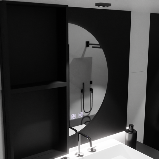FELhold Crescent Specchio LED, 220x110cm, Sistema Touch, Luce Fredda 6000K, Dimmerabile