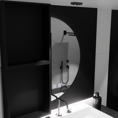 FELhold Crescent Specchio LED, 220x110cm, Sistema Touch, Luce Fredda 6000K, Dimmerabile