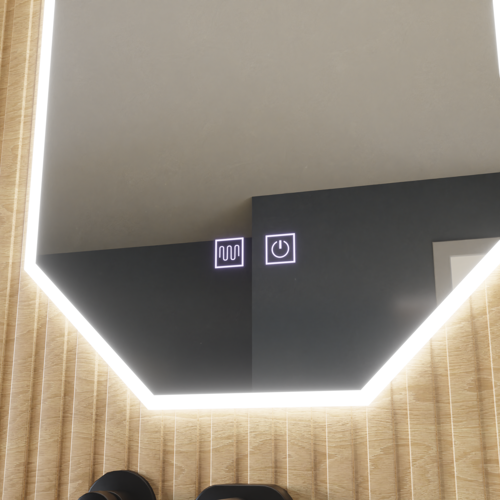 Specchio LED Polygon E43S/50X80, Sistema Luce e Disappannamento, Specchio da Bagno 50X80 cm con LED e Disappannamento Titolo predefinito Alessandro Design