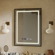 Specchio rettangolare a LED, 50x70 cm, Verite Majeste Noir Motion Glow Marcello, sistema antiappannamento, orologio e termometro, specchi dimmerabili Marcello Titolo predefinito Alessandro Design