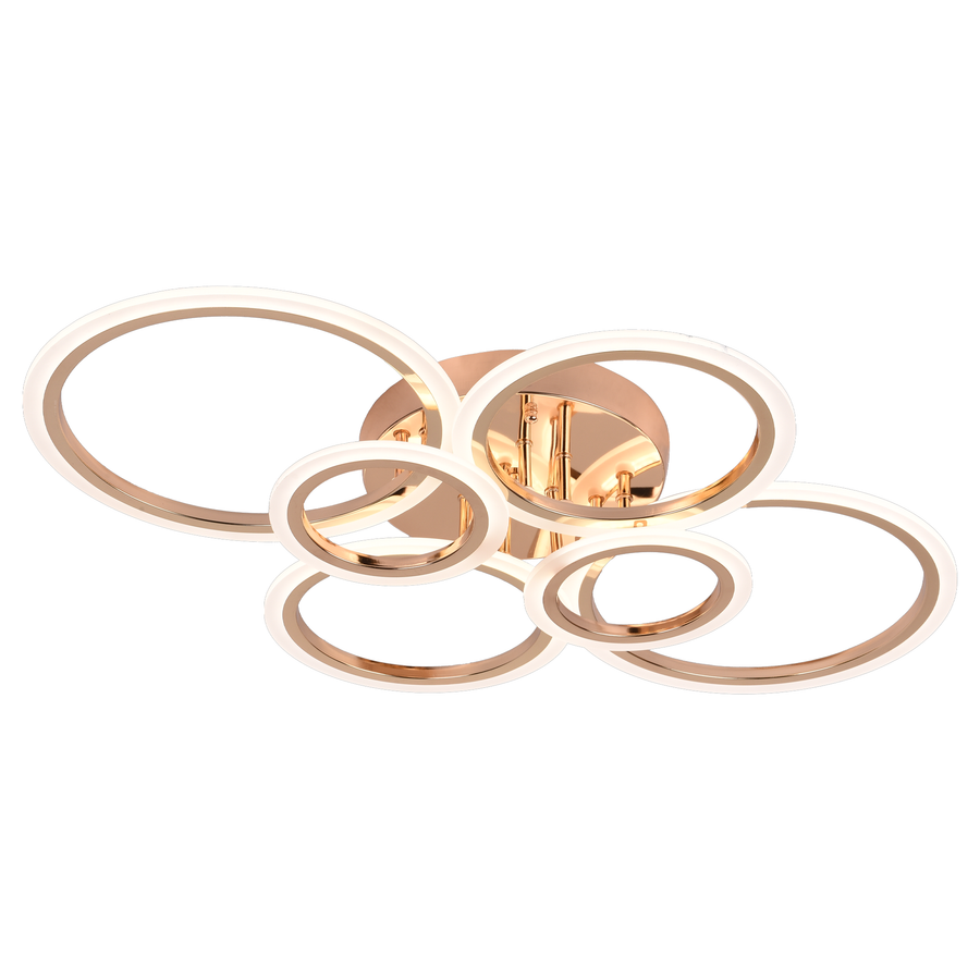 Lampadario LED con Telecomando BETTY 81W, 6 Cerchi, Luce Fredda/Calda/Neutra, Dimmerabile, Lampadari LED Oro Lucido con Telecomando Titolo predefinito Alessandro Design