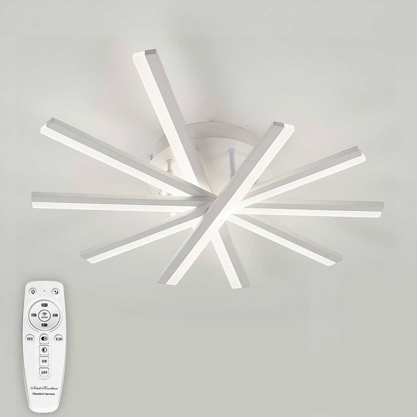 Lampadario a LED con telecomando ZOE, 67W, Luce Fredda/Calda/Neutra, Dimmerabile, Lampadario a LED Bianco con telecomando Titolo predefinito Alessandro Design