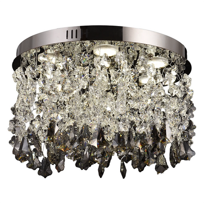 Lampadario LED in cristallo LLC212/400BU Rotondo, 22W, Luce fredda/calda/neutra, Cristalli, Cromo lucido