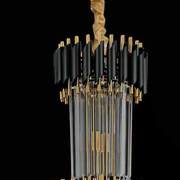 Lampadario in Cristallo CC900/600X1800, 27xE14, Diametro 60cm, Altezza 180cm, Oro Lucido e Nero, Altezza Regolabile, Design Elegante Lampadari in Cristallo Titolo predefinito Alessandro Design
