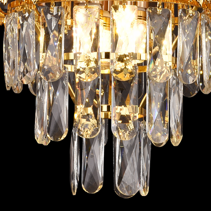 Lampadario in Cristallo BELVEDERE Petito 3xE14, Diametro 30cm, Oro Lucido, Altezza Regolabile Lampadario in Cristallo Titolo predefinito Alessandro Design