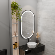 Specchio ovale a LED 60x100 cm VETRO Sistema antiappannamento dimmerabile touch, cornice nera Korman Mirrors E Titolo predefinito Alessandro Design