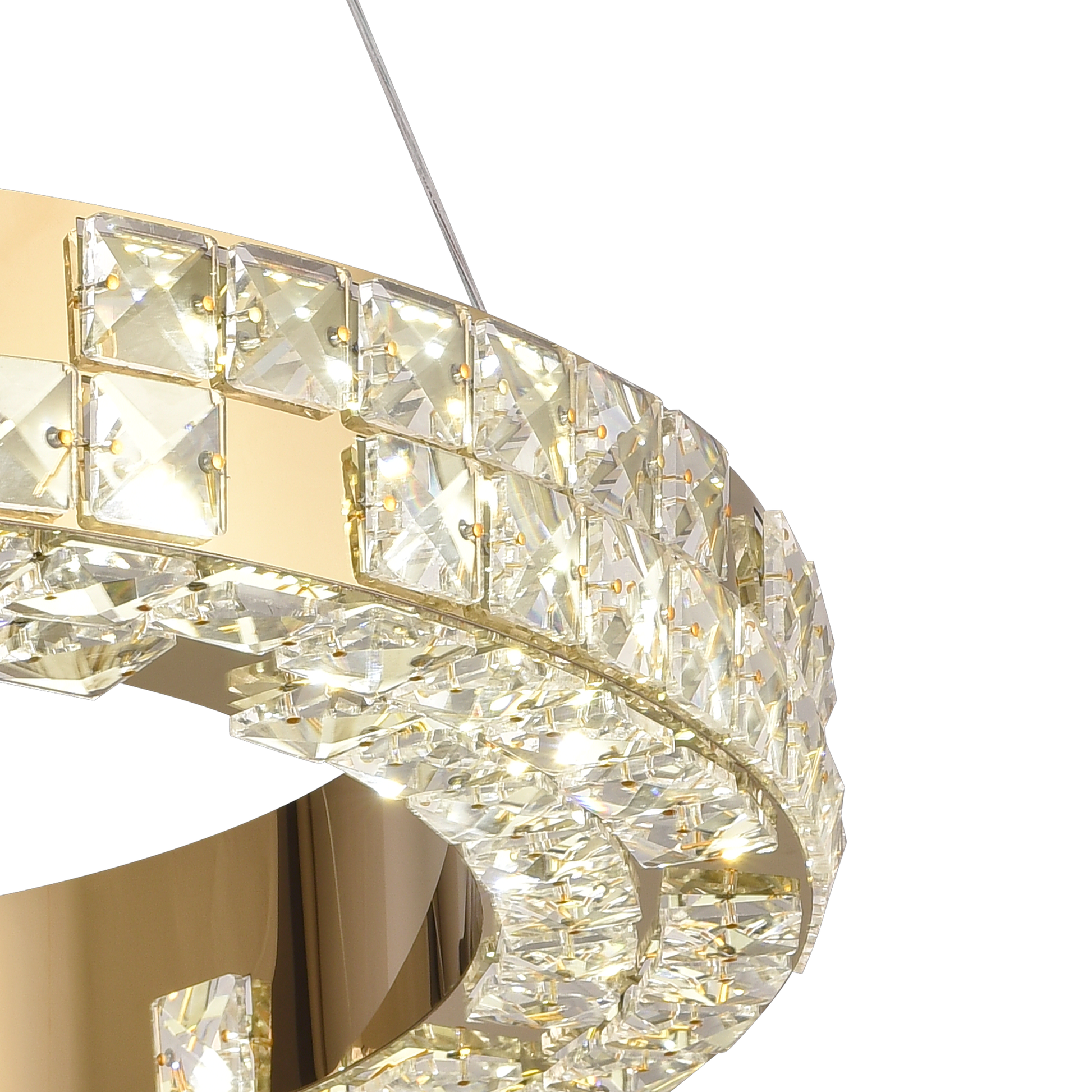 Lampadario LED con telecomando, LLC135/1GD, cristallo e metallo, 29W, 1 cerchio, dimmerabile, altezza regolabile, luce fredda/calda/neutra, illuminazione di lusso Lampadari LED con telecomando Titolo predefinito Alessandro Design