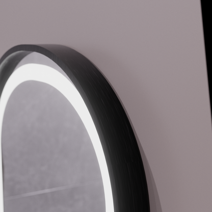 Oglinda LED Touch Helmut Sistem Dezaburire, Ceas si Temperatura 50x80 cm Rama Negru Brushed Marcello Funghi