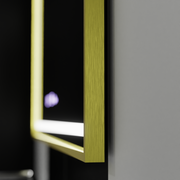 Specchio rettangolare a LED, 120x80 cm, Verite Royale Gold MotionGlow Marcello, sistema antiappannamento, orologio e termometro, specchi dimmerabili Marcello Titolo predefinito Alessandro Design