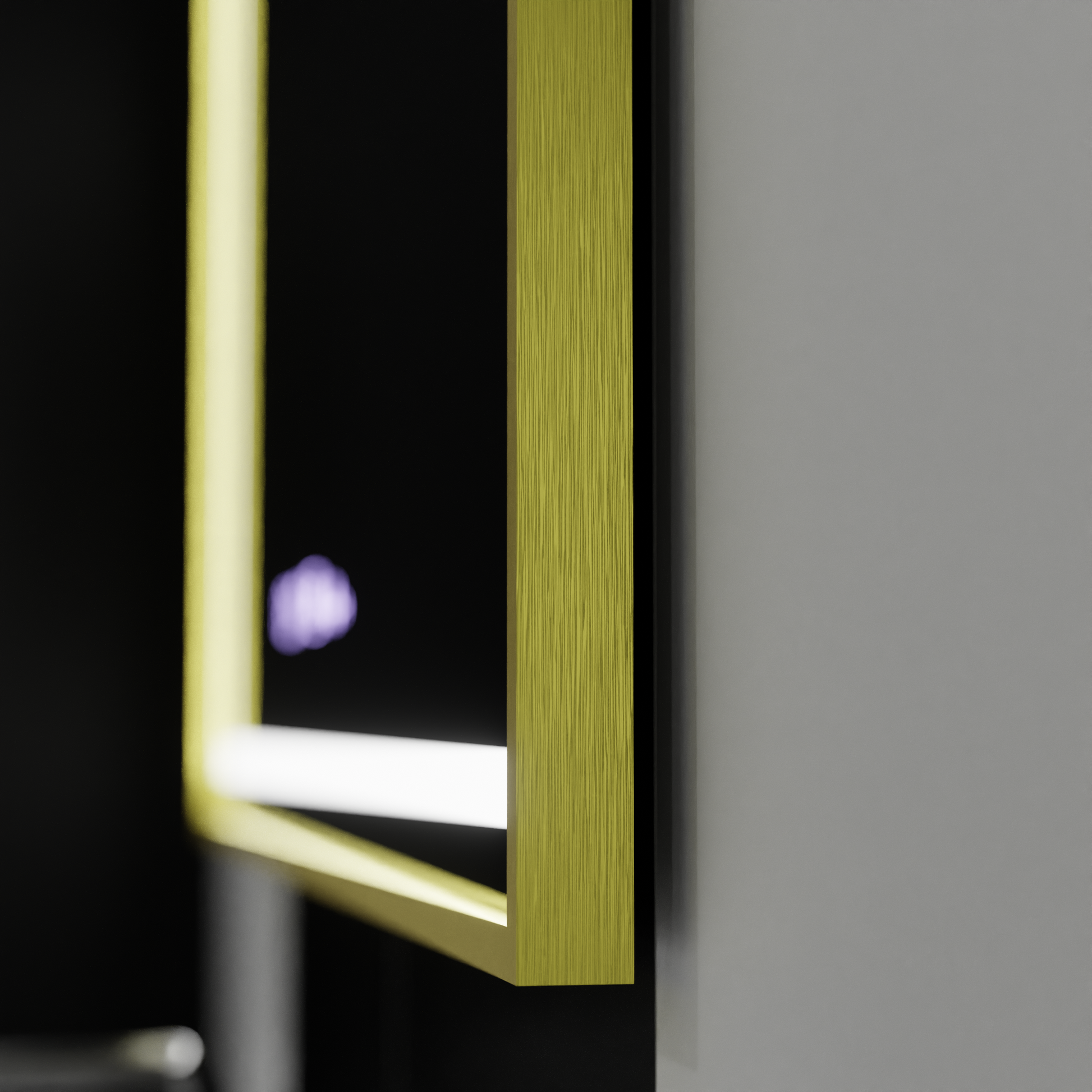Specchio rettangolare a LED, 120x80 cm, Verite Royale Gold MotionGlow Marcello, sistema antiappannamento, orologio e termometro, specchi dimmerabili Marcello Titolo predefinito Alessandro Design