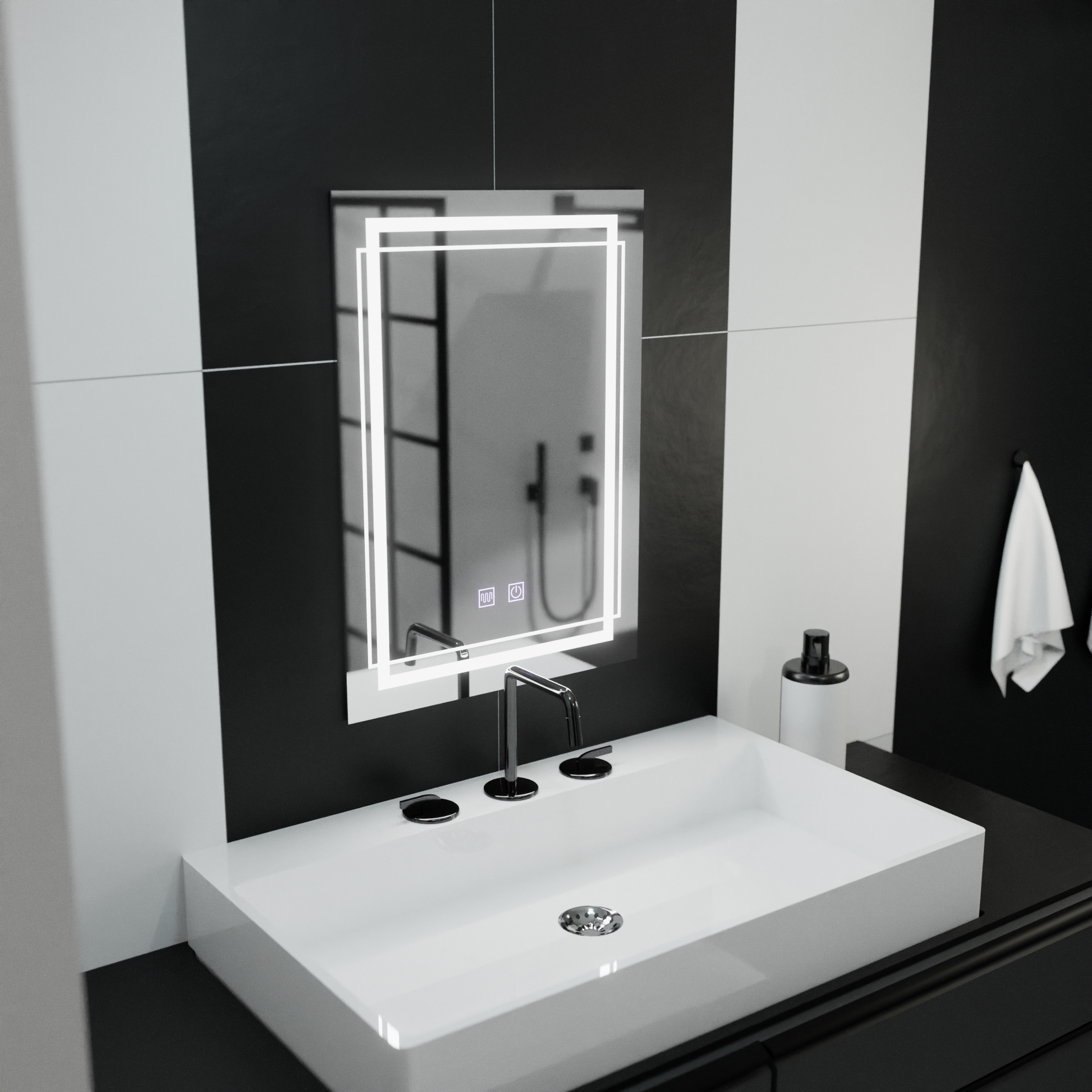 Specchio LED rettangolare, 60x80cm, KOVEN Touch, Sistema Demister, Specchi Dimmerabili Korman E Titolo predefinito Alessandro Design