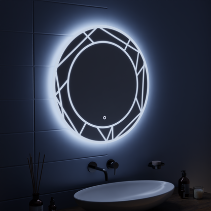 Specchio LED Touch ASTRIX, 60cm, 6000K, Dimmerabile, Sistema Demister Specchi Korman E Titolo predefinito Alessandro Design
