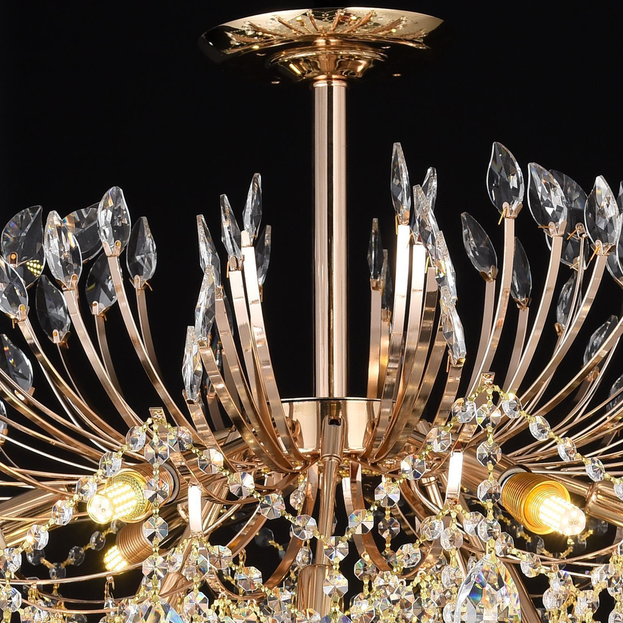 Candelabro in cristallo CC9313/12FGD, 12x E14, diametro 50 cm, candelabro in cristallo dorato Titolo predefinito Alessandro Design