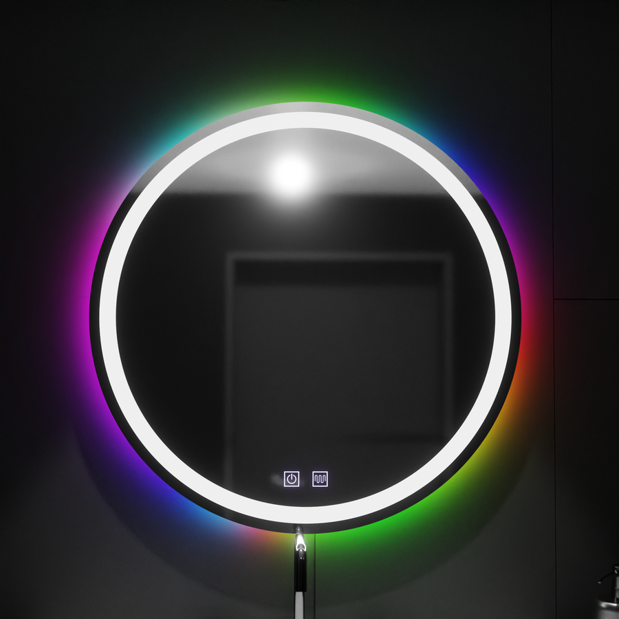 Specchio LED rotondo 60 cm, Spectrum Touch, RGB, Sistema Demister Specchi Korman E Titolo predefinito Alessandro Design