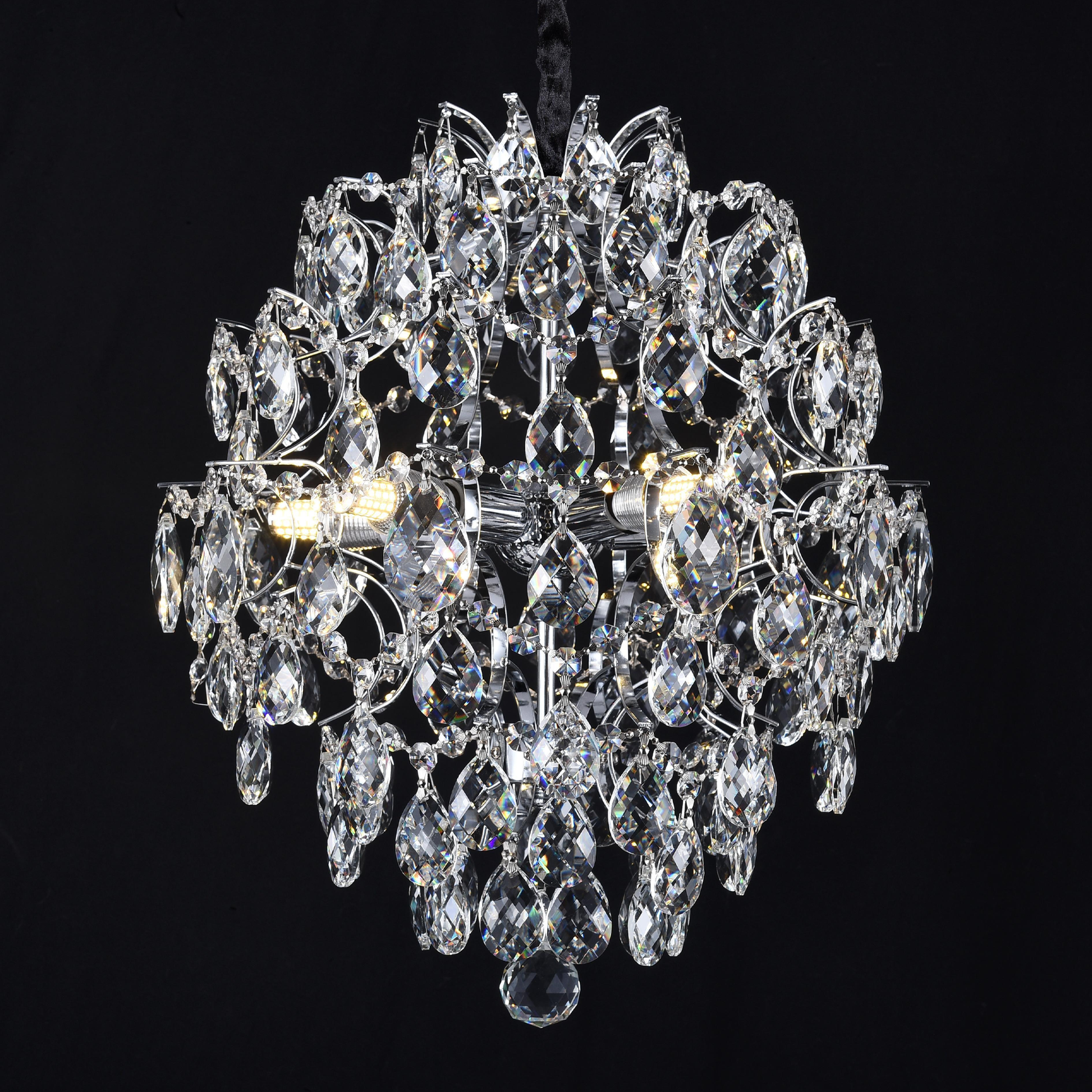 Lampadario in Cristallo CRYSTARA Nobile, 5x E14, Diametro 40cm, Lampadari in Cristallo Cromato Lucido Titolo predefinito Alessandro Design