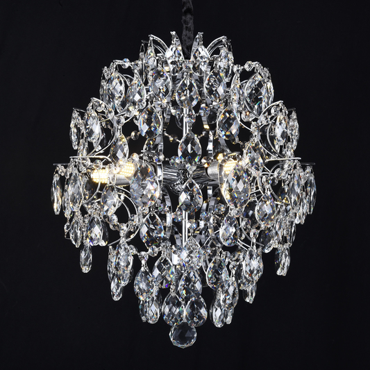 Lampadario in Cristallo CRYSTARA Nobile, 5x E14, Diametro 40cm, Lampadari in Cristallo Cromato Lucido Titolo predefinito Alessandro Design