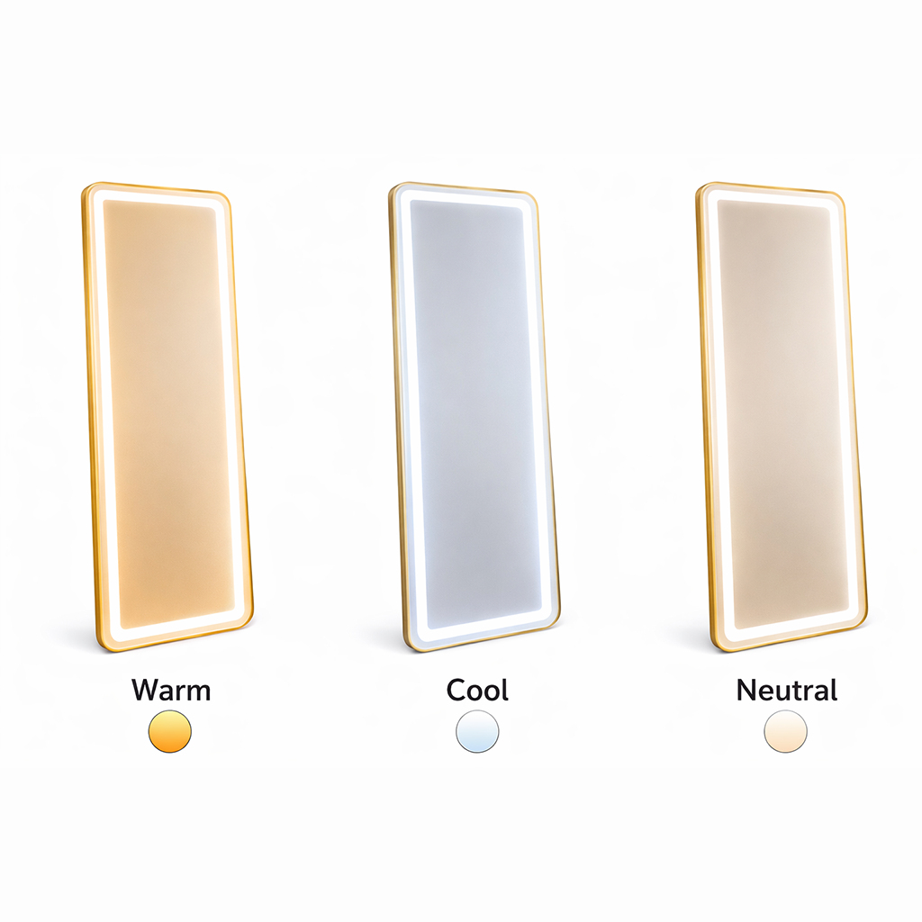 Specchio rettangolare a LED, cornice dorata, 50x160 cm, dimmerabile, luce fredda/calda/neutra, Dressing Couture Dressing Mirrors Titolo predefinito Alessandro Design