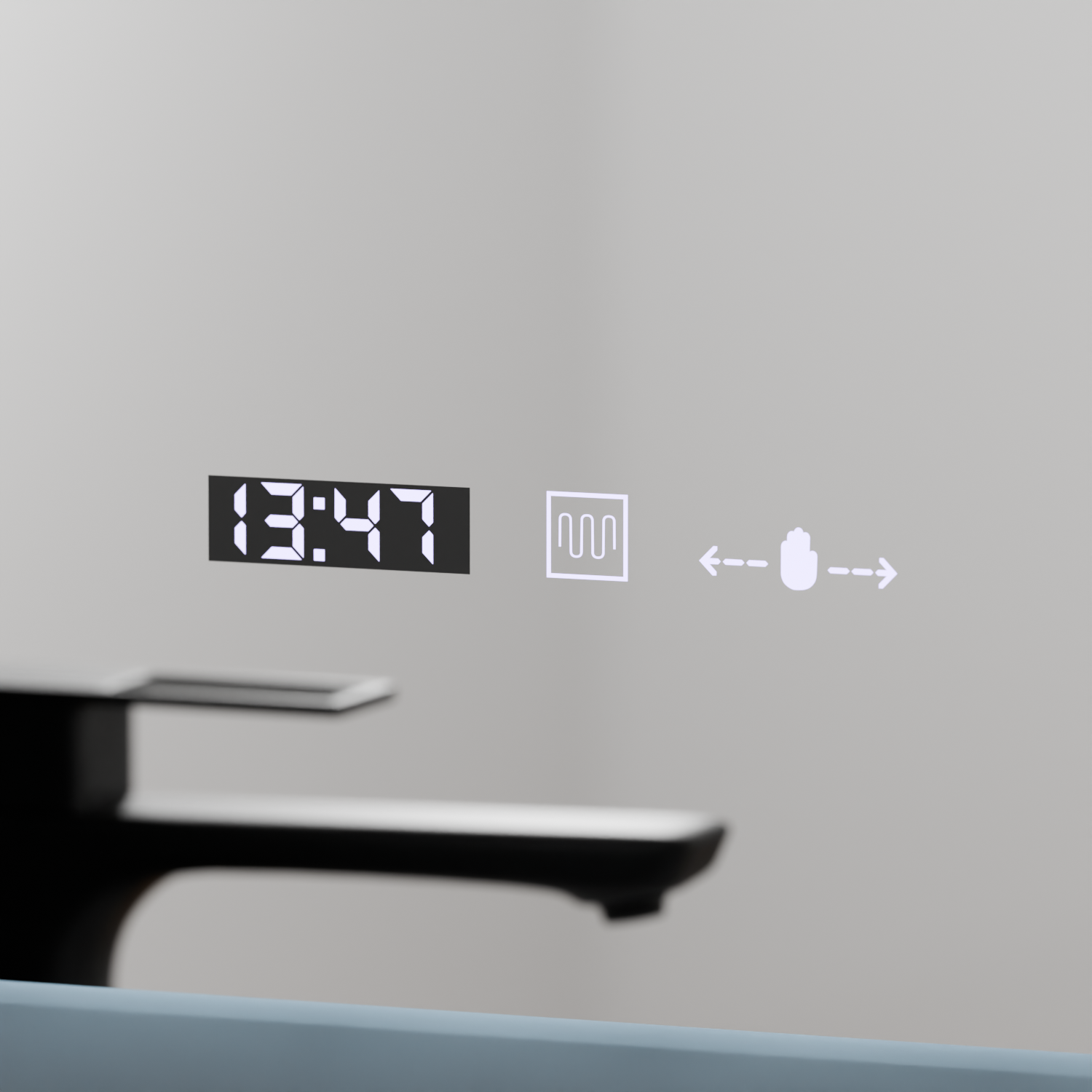 Specchio rettangolare a LED, 80x60 cm, sensore ELANCEE MotionGlow Marcello, sistema antiappannamento, orologio e termometro, specchi dimmerabili Titolo predefinito Marcello Alessandro Design