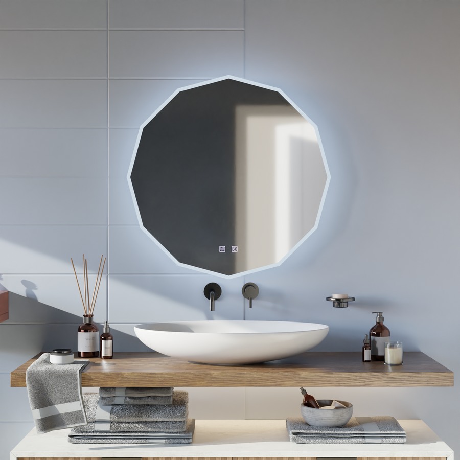 Specchio rotondo a LED, 80 cm, VIVO Touch, sistema antiappannante, specchi dimmerabili Korman E Titolo predefinito Alessandro Design