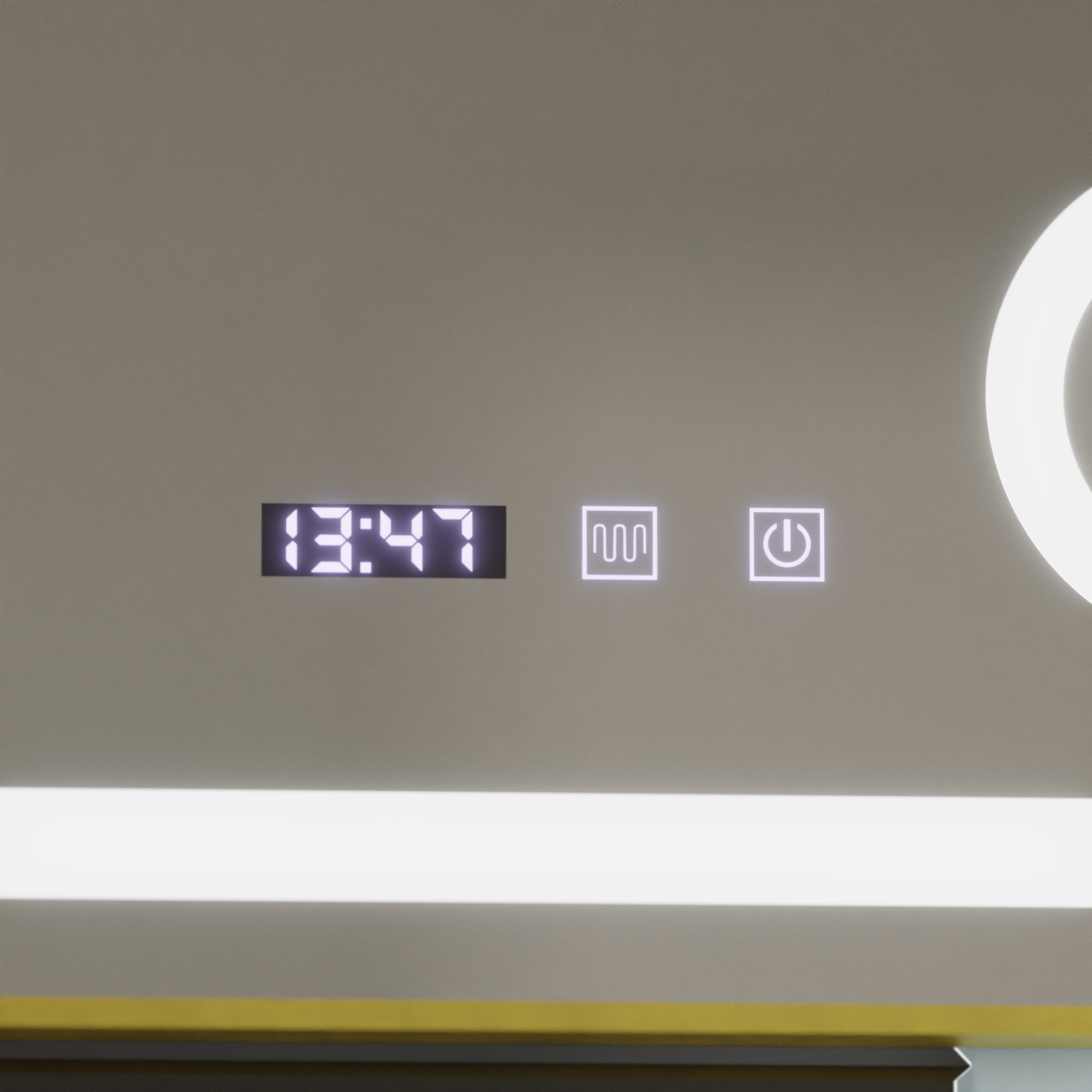 LED Touch CLARUS Specchio con sistema antiappannante, orologio e temperatura 80x60 cm Cornice dorata Specchi ingranditori cosmetici spazzolati Korman S Titolo predefinito Alessandro Design