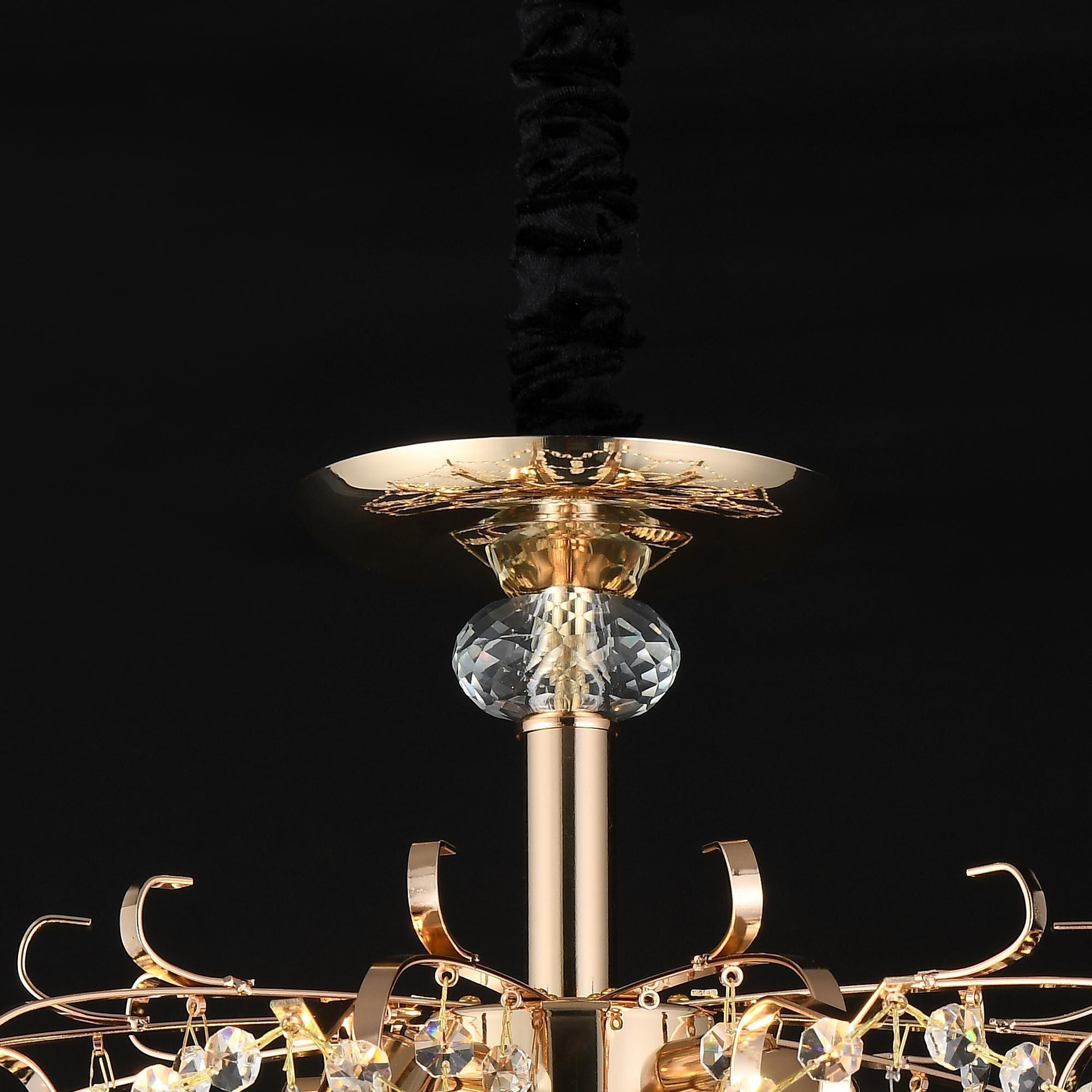 Lampadario in Cristallo STROZZI Eleganza 5xE14, Diametro 50cm, Lampadari in Cristallo Oro Titolo predefinito Alessandro Design