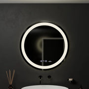 Specchio rotondo a LED, 60 cm, Celeste MotionGlow Marcello, sistema antiappannamento, orologio e termometro, dimmerabile, luce calda neutra fredda 3000K/4000K/6000K Marcello Mirrors Titolo predefinito Alessandro Design