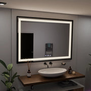 Specchio rettangolare a LED, 100x65 cm, Verite Majeste Noir Motion Glow Marcello, sistema antiappannamento, orologio e termometro, specchi dimmerabili Marcello Titolo predefinito Alessandro Design