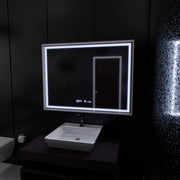 Specchio rettangolare a LED, 120x80 cm, Verite Imperial Silver Motion Glow Marcello, sistema antiappannamento, orologio e termometro, specchi dimmerabili Marcello Titolo predefinito Alessandro Design