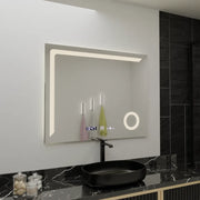 Specchio rettangolare a LED, 100x80 cm, Precision MotionGlow Marcello, sistema antiappannamento, orologio e termometro, lente d'ingrandimento cosmetica, specchi dimmerabili Marcello Titolo predefinito Alessandro Design