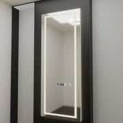Specchio Rettangolare a LED, 60x150cm, Sensore Radar Alessia Marcello, Sistema Antiappannante, Orologio e Termometro, Dimabila, Dressing Couture Dressing Mirrors Titolo predefinito Alessandro Design
