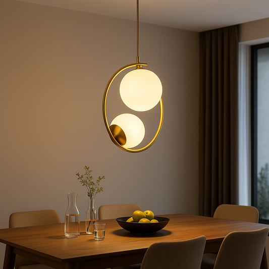 LOFT Atelier Lampadario, 2x E27, Oro Bianco, Metallo, Altezza Regolabile Lampadari Moderni Titolo predefinito Alessandro Design