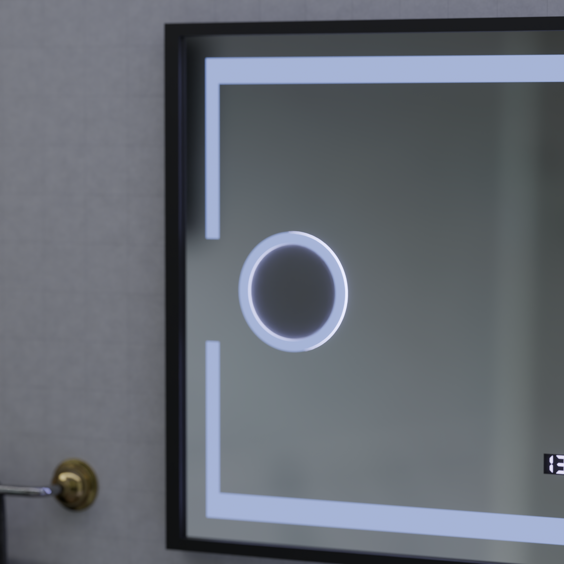 Specchio LED MotionGlow Sensore Domingo con funzione antiappannante Termometro Orologio 120x65 cm Dimmerabile Luce Fredda/Calda/Neutra, Cornice Nera Spazzolata, collezione Marcello Funghi Marcello Specchi Titolo predefinito Alessandro Design