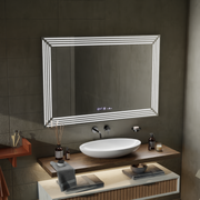 Specchio LED rettangolare, 120x80cm, sensore Venezia Marcello MotionGlow, sistema antiappannamento, orologio e termometro, specchi Dimabila Marcello Titolo predefinito Alessandro Design